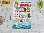 Load image into Gallery viewer, Personalized Family Paradise Sign, Swimming Pool Sign, Pool Bar Metal Sign