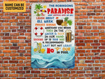 Load image into Gallery viewer, Personalized Family Paradise Sign, Swimming Pool Sign, Pool Bar Metal Sign