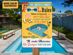 Load image into Gallery viewer, Personalized Family Pool Rules Sign, Swimming Pool Sign, Pool Metal Sign, for Swimmers