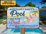 Load image into Gallery viewer, Personalized Flamingo Swimming Pool Sign, Pool Side Sign, Pool Metal Art Sign, Gift for Family