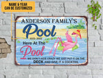 Load image into Gallery viewer, Personalized Flamingo Swimming Pool Sign, Pool Side Sign, Pool Metal Art Sign, Gift for Family