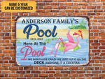 Load image into Gallery viewer, Personalized Flamingo Swimming Pool Sign, Pool Side Sign, Pool Metal Art Sign, Gift for Family