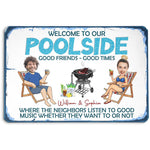 Load image into Gallery viewer, Custom Photo Name Couple Welcome To Our Poolside Sign, Swimming Pool Metal Art Sign, for Couple