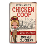 Load image into Gallery viewer, Personalized Chicken Coop Farm Sign, Mother Cluckers Farmhouse Metal Sign, Gift for Farmer