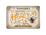 Load image into Gallery viewer, Personalized Local Pure Raw Honey Bee Farm Sign, Farmhouse Metal Sign, Custom Gift for Farmer