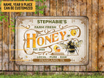 Load image into Gallery viewer, Personalized Local Pure Raw Honey Bee Farm Sign, Farmhouse Metal Sign, Custom Gift for Farmer