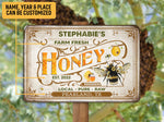 Load image into Gallery viewer, Personalized Local Pure Raw Honey Bee Farm Sign, Farmhouse Metal Sign, Custom Gift for Farmer