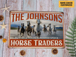Load image into Gallery viewer, Personalized Horse Traders Horse Barn Metal Sign Custom Horse Farm Sign Horse Ranch Sign Barn Owner Farmer Gift