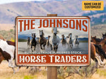 Load image into Gallery viewer, Personalized Horse Traders Horse Barn Metal Sign Custom Horse Farm Sign Horse Ranch Sign Barn Owner Farmer Gift