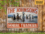 Load image into Gallery viewer, Personalized Horse Traders Horse Barn Metal Sign Custom Horse Farm Sign Horse Ranch Sign Barn Owner Farmer Gift