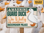 Load image into Gallery viewer, Personalized Warning Guard Duck House Metal Sign Custom Quack House Sign Duck Sign Duck Farm Sign Farmer Gift