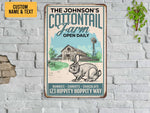 Load image into Gallery viewer, Personalized Cottontail Farm Metal Sign Vintage Rabbit Farm Sign Custom Rabbit Sign Farmer Gift