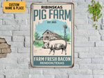 Load image into Gallery viewer, Personalized Fresh Bacon Pig Farm Metal Sign Vintage Pig Farm Sign Farm Life Farmer Gift