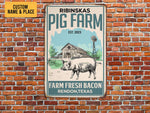 Load image into Gallery viewer, Personalized Fresh Bacon Pig Farm Metal Sign Vintage Pig Farm Sign Farm Life Farmer Gift