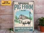 Load image into Gallery viewer, Personalized Fresh Bacon Pig Farm Metal Sign Vintage Pig Farm Sign Farm Life Farmer Gift
