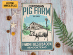 Load image into Gallery viewer, Personalized Fresh Bacon Pig Farm Metal Sign Vintage Pig Farm Sign Farm Life Farmer Gift