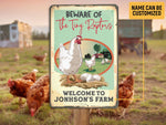 Load image into Gallery viewer, Custom Beware Of The Tiny Raptors Chicken Farm Sign, Farmhouse Metal Sign, Gift for Farmer
