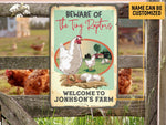 Load image into Gallery viewer, Custom Beware Of The Tiny Raptors Chicken Farm Sign, Farmhouse Metal Sign, Gift for Farmer