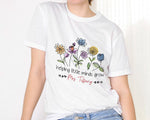 Load image into Gallery viewer, Custom Name Teacher T-shirt Helping Little Minds Grow Flower Teaching Educator Shirt Appreciation 1st Day Back To School Gift Unisex Tee