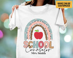 Load image into Gallery viewer, Custom Name School Counselor T-shirt Boho Rainbow School Counseling Teacher Shirt