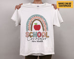 Load image into Gallery viewer, Custom Name School Counselor T-shirt Boho Rainbow School Counseling Teacher Shirt
