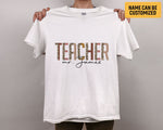 Load image into Gallery viewer, Custom Last Name Mr Ms Teacher T-shirt Leopard Pattern Teacher Shirt For men Women
