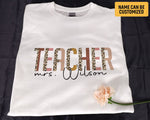 Load image into Gallery viewer, Custom Last Name Mr Ms Teacher T-shirt Leopard Pattern Teacher Shirt For men Women