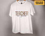 Load image into Gallery viewer, Custom Last Name Mr Ms Teacher T-shirt Leopard Pattern Teacher Shirt For men Women