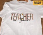 Load image into Gallery viewer, Custom Last Name Mr Ms Teacher T-shirt Leopard Pattern Teacher Shirt For men Women