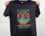 Load image into Gallery viewer, Vintage Dinosaur Let's Eat Kids Punctuation T-shirt English Teacher Shirt Gift for Teachers