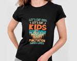 Load image into Gallery viewer, Vintage Dinosaur Let's Eat Kids Punctuation T-shirt English Teacher Shirt Gift for Teachers