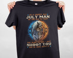 Load image into Gallery viewer, I'm A Grumpy July Man T-shirt, Birthday Shirt for Men, Man and Wolf T-shirt, Gift for Dad