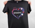 Load image into Gallery viewer, Custom Grandkids Name Heart Grandma T-shirt Firework American Flag Patriotic Shirt Mother's Day Gift
