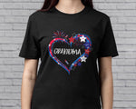 Load image into Gallery viewer, Custom Grandkids Name Heart Grandma T-shirt Firework American Flag Patriotic Shirt Mother's Day Gift