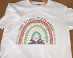 Load image into Gallery viewer, Boho Rainbow Teacher T-shirt It's In A Book Teacher Shirt Gift for Teacher