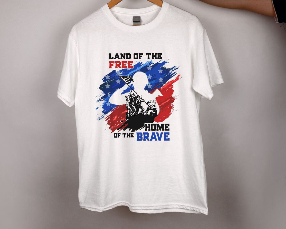 Soldier Land Of The Free Home Of The Brave 4th of July T-shirt American Pride Shirt for Men Women