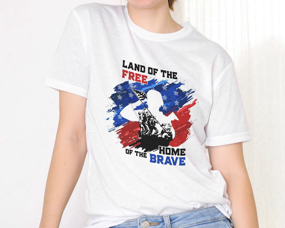 Soldier Land Of The Free Home Of The Brave 4th of July T-shirt American Pride Shirt for Men Women