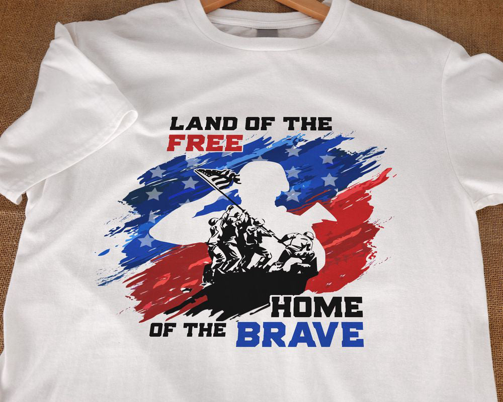 Soldier Land Of The Free Home Of The Brave 4th of July T-shirt American Pride Shirt for Men Women