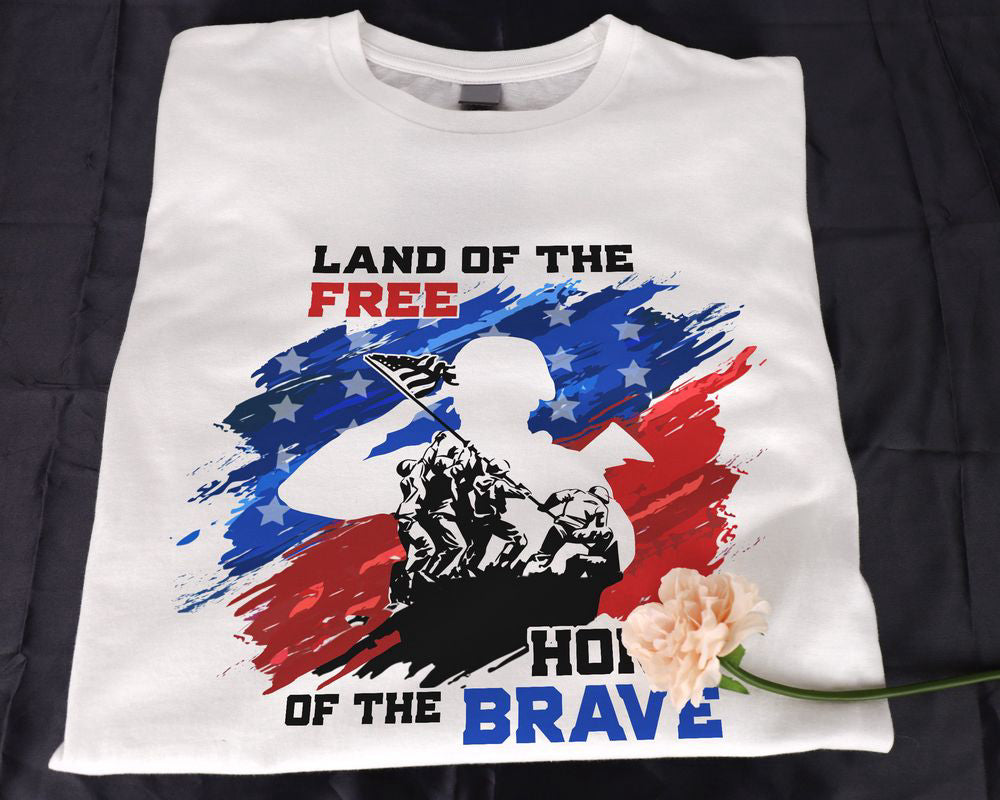Soldier Land Of The Free Home Of The Brave 4th of July T-shirt American Pride Shirt for Men Women