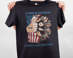 Load image into Gallery viewer, Custom Grandkids Name First Bump American Flag Flower Grandpa T-shirt, Father's Day Gift