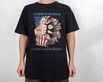 Load image into Gallery viewer, Custom Grandkids Name First Bump American Flag Flower Grandpa T-shirt, Father's Day Gift
