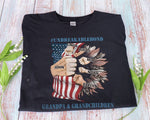 Load image into Gallery viewer, Custom Grandkids Name First Bump American Flag Flower Grandpa T-shirt, Father's Day Gift