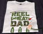 Load image into Gallery viewer, Personalized Gift for Dad Custom Kids Name Reel Great Dad T-shirt, Father's Day Gift