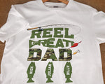 Load image into Gallery viewer, Personalized Gift for Dad Custom Kids Name Reel Great Dad T-shirt, Father's Day Gift