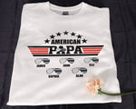 Load image into Gallery viewer, Personalized Gift for Dad Custom Kids Name American Papa T-shirt Fathers Day Gift