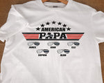 Load image into Gallery viewer, Personalized Gift for Dad Custom Kids Name American Papa T-shirt Fathers Day Gift