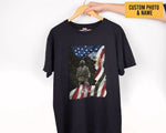 Load image into Gallery viewer, Custom Name Soldier T-shirt American Flag Eagle Half Camouflage Army Military Soldier Shirt
