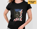 Load image into Gallery viewer, Custom Name Soldier T-shirt American Flag Eagle Half Camouflage Army Military Soldier Shirt