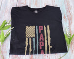 Load image into Gallery viewer, US Flag Guns Custom Grandkid Names Papa Shirt American Grandpa Shirt Patriotic Gift for Dad