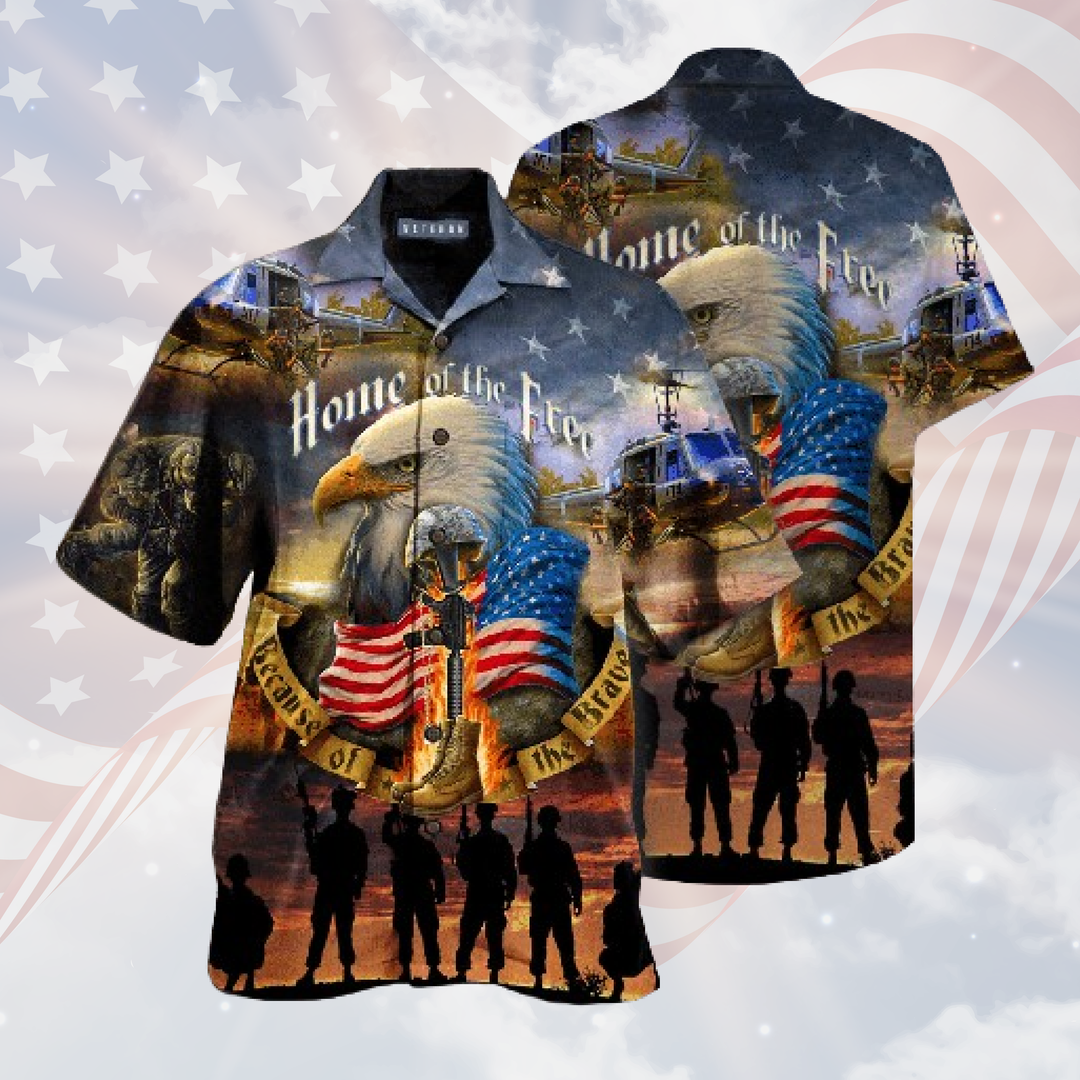 Veteran Eagle Home Of The Free Unisex Hawaiian Shirt For Men Women